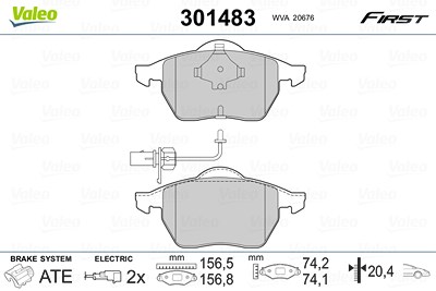 Valeo Bremsbelagsatz, Scheibenbremse [Hersteller-Nr. 301483] für Audi, Seat, Skoda, VW von VALEO