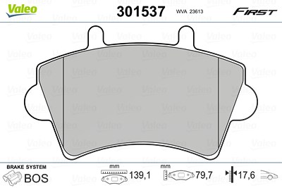 Valeo Bremsbelagsatz, Scheibenbremse [Hersteller-Nr. 301537] für Nissan, Opel, Renault von VALEO