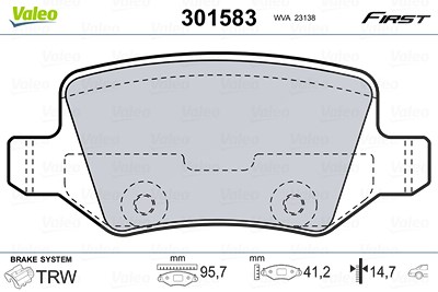 Valeo Bremsbelagsatz, Scheibenbremse [Hersteller-Nr. 301583] für Mercedes-Benz von VALEO