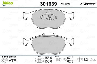 Valeo Bremsbelagsatz, Scheibenbremse [Hersteller-Nr. 301639] für Ford von VALEO