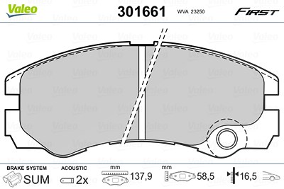 Valeo Bremsbelagsatz, Scheibenbremse [Hersteller-Nr. 301661] für Opel von VALEO