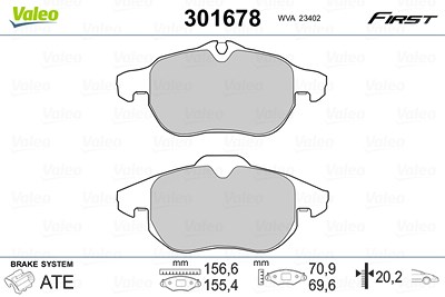 Valeo Bremsbelagsatz, Scheibenbremse [Hersteller-Nr. 301678] für Cadillac, Fiat, Hyundai, Opel, Saab von VALEO