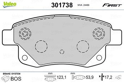 Valeo Bremsbelagsatz, Scheibenbremse [Hersteller-Nr. 301738] für Ford von VALEO