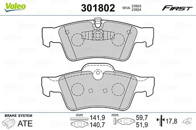 Valeo Bremsbelagsatz, Scheibenbremse [Hersteller-Nr. 301802] für Mercedes-Benz von VALEO