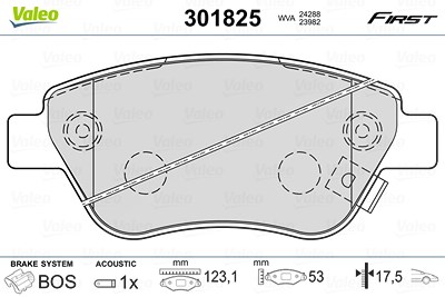 Valeo Bremsbelagsatz, Scheibenbremse [Hersteller-Nr. 301825] für Fiat, Opel von VALEO