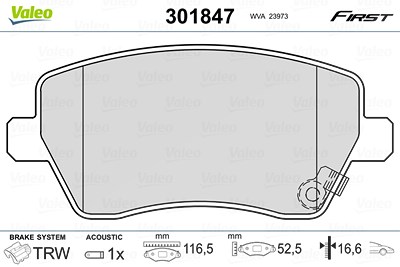 Valeo Bremsbelagsatz, Scheibenbremse [Hersteller-Nr. 301847] für Opel, Suzuki von VALEO