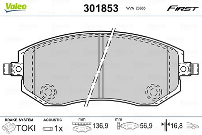 Valeo Bremsbelagsatz, Scheibenbremse [Hersteller-Nr. 301853] für Subaru von VALEO