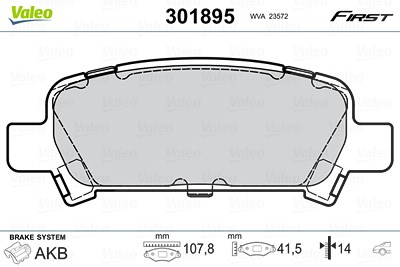 Valeo Bremsbelagsatz, Scheibenbremse [Hersteller-Nr. 301895] für Subaru von VALEO