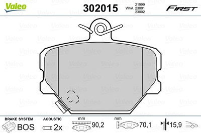 Valeo Bremsbelagsatz, Scheibenbremse [Hersteller-Nr. 302015] für Smart von VALEO