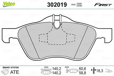 Valeo Bremsbelagsatz, Scheibenbremse [Hersteller-Nr. 302019] für Mini von VALEO