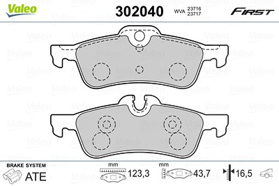 Valeo Bremsbelagsatz, Scheibenbremse [Hersteller-Nr. 302040] für Mini von VALEO