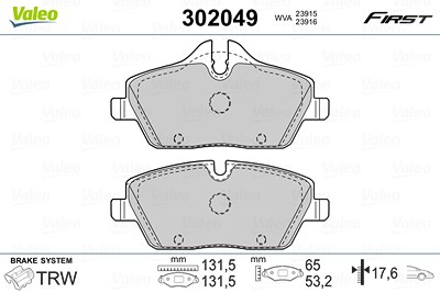 Valeo Bremsbelagsatz, Scheibenbremse [Hersteller-Nr. 302049] für BMW, Mini von VALEO