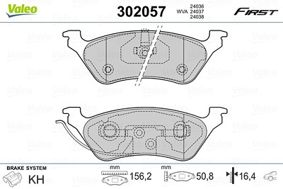 Valeo Bremsbelagsatz, Scheibenbremse [Hersteller-Nr. 302057] für Chrysler, Dodge von VALEO