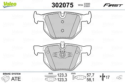 Valeo Bremsbelagsatz, Scheibenbremse [Hersteller-Nr. 302075] für BMW von VALEO