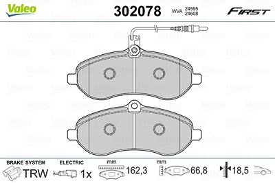 Valeo Bremsbelagsatz, Scheibenbremse [Hersteller-Nr. 302078] für Citroën, Fiat, Lancia, Peugeot, Toyota von VALEO