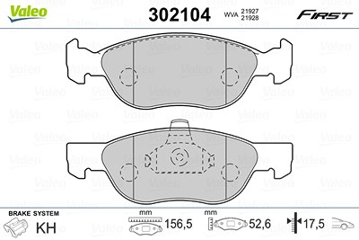 Valeo Bremsbelagsatz, Scheibenbremse [Hersteller-Nr. 302104] für Fiat von VALEO