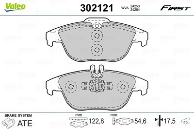 Valeo Bremsbelagsatz, Scheibenbremse [Hersteller-Nr. 302121] für Mercedes-Benz von VALEO