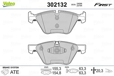 Valeo Bremsbelagsatz, Scheibenbremse [Hersteller-Nr. 302132] für BMW von VALEO