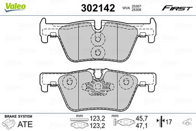 Valeo Bremsbelagsatz, Scheibenbremse [Hersteller-Nr. 302142] für BMW von VALEO