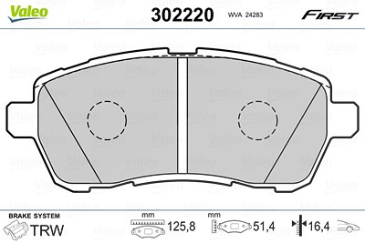 Valeo Bremsbelagsatz, Scheibenbremse [Hersteller-Nr. 302220] für Ford, Mazda von VALEO