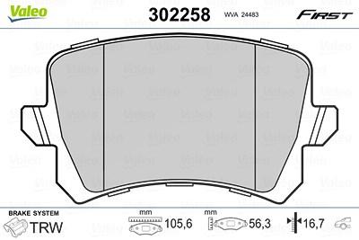 Valeo Bremsbelagsatz, Scheibenbremse [Hersteller-Nr. 302258] für Audi, Seat, VW von VALEO