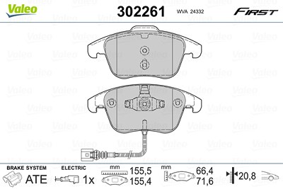 Valeo Bremsbelagsatz, Scheibenbremse [Hersteller-Nr. 302261] für Audi, Seat, VW von VALEO