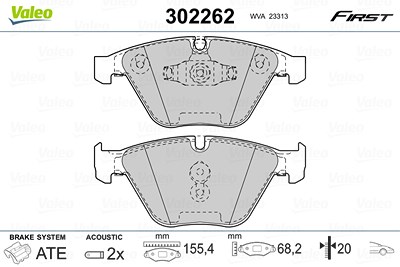 Valeo Bremsbelagsatz, Scheibenbremse [Hersteller-Nr. 302262] für BMW von VALEO