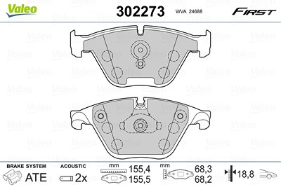 Valeo Bremsbelagsatz, Scheibenbremse [Hersteller-Nr. 302273] für BMW von VALEO