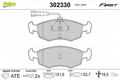 Valeo Bremsbelagsatz, Scheibenbremse [Hersteller-Nr. 302330] für Fiat von VALEO