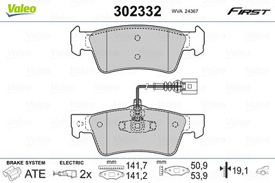 Valeo Bremsbelagsatz, Scheibenbremse [Hersteller-Nr. 302332] für VW von VALEO