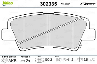 Valeo Bremsbelagsatz, Scheibenbremse [Hersteller-Nr. 302335] für Hyundai, Kia, Ssangyong von VALEO