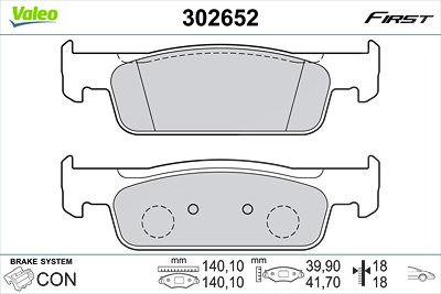 Valeo Bremsbelagsatz, Scheibenbremse [Hersteller-Nr. 302652] für Dacia, Renault von VALEO