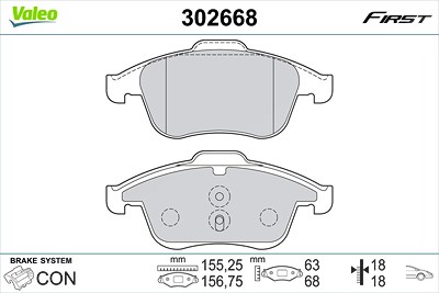 Valeo Bremsbelagsatz, Scheibenbremse [Hersteller-Nr. 302668] für Renault von VALEO