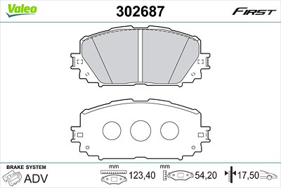 Valeo Bremsbelagsatz, Scheibenbremse [Hersteller-Nr. 302687] für Toyota von VALEO