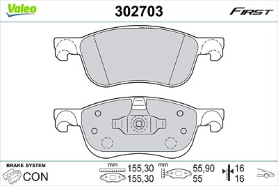 Valeo Bremsbelagsatz, Scheibenbremse [Hersteller-Nr. 302703] für Ford von VALEO