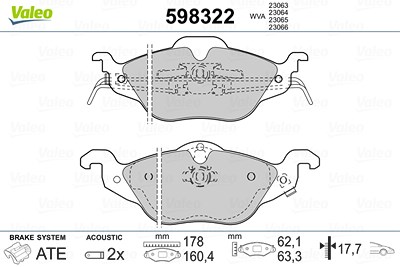 Valeo Bremsbelagsatz, Scheibenbremse [Hersteller-Nr. 598322] für Chevrolet, Opel von VALEO