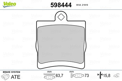 Valeo Bremsbelagsatz, Scheibenbremse [Hersteller-Nr. 598444] für Chrysler, Mercedes-Benz von VALEO