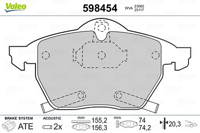 Valeo Bremsbelagsatz, Scheibenbremse [Hersteller-Nr. 598454] für Opel, Saab von VALEO