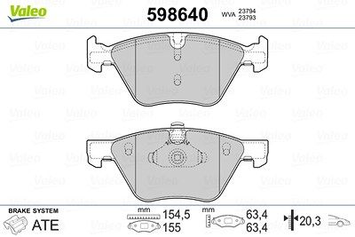 Valeo Bremsbelagsatz, Scheibenbremse [Hersteller-Nr. 598640] für BMW von VALEO