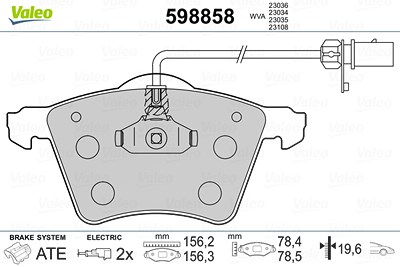 Valeo Bremsbelagsatz, Scheibenbremse [Hersteller-Nr. 598858] für Ford, Seat, VW von VALEO