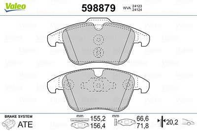 Valeo Bremsbelagsatz, Scheibenbremse [Hersteller-Nr. 598879] für Ford, Land Rover, Volvo von VALEO