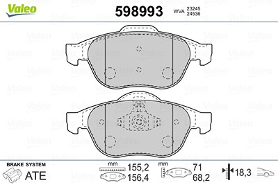 Valeo Bremsbelagsatz, Scheibenbremse [Hersteller-Nr. 598993] für Renault von VALEO