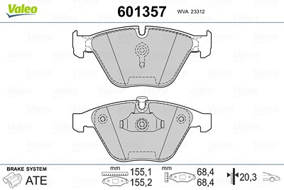 Valeo Bremsbelagsatz, Scheibenbremse [Hersteller-Nr. 601357] für BMW von VALEO