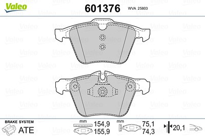 Valeo Bremsbelagsatz, Scheibenbremse [Hersteller-Nr. 601376] für Ford, Jaguar, Volvo von VALEO