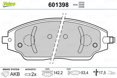 Valeo Bremsbelagsatz, Scheibenbremse [Hersteller-Nr. 601398] für Chevrolet von VALEO