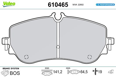 Valeo Bremsbelagsatz, Scheibenbremse [Hersteller-Nr. 610465] für Man von VALEO