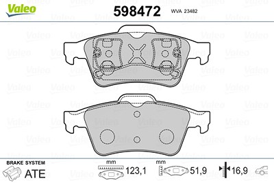 Valeo Bremsbelagsatz Hinterachse [Hersteller-Nr. 598472] für Ford, Renault, Saab, Opel, Nissan von VALEO