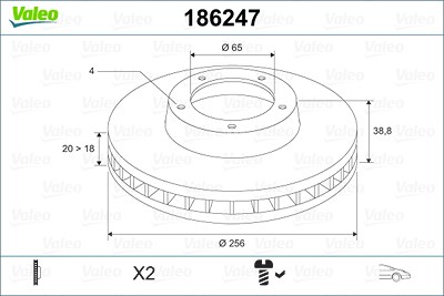 Valeo Bremsscheibe [Hersteller-Nr. 186247] für Seat, VW von VALEO