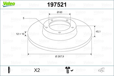 Valeo Bremsscheibe [Hersteller-Nr. 197521] für Chevrolet, Opel von VALEO