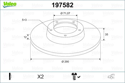 Valeo 1x Bremsscheibe [Hersteller-Nr. 197582] für Toyota, Vauxhall, Opel, Peugeot, Citroën, Ds von VALEO